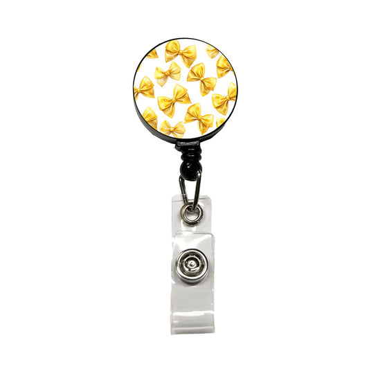 Yellow Coquette Bows Watercolor Retractable ID Key Card Name Tag Badge Holder with Clip