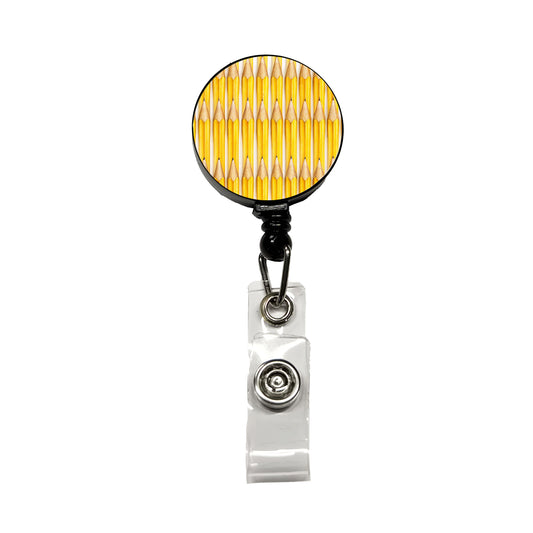 Yellow Pencils Teachers Artist Retractable ID Key Card Name Tag Badge Holder with Clip