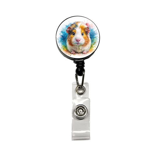 Angry Mad Guinea Pig Watercolor Retractable ID Key Card Name Tag Badge Holder with Clip