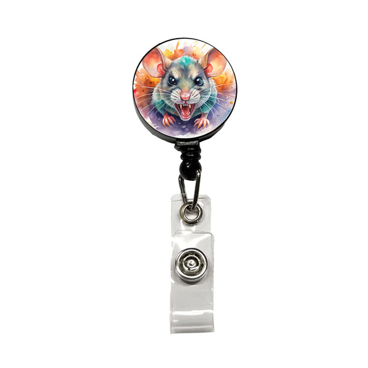 Angry Mad Mouse Watercolor Retractable ID Key Card Name Tag Badge Holder with Clip