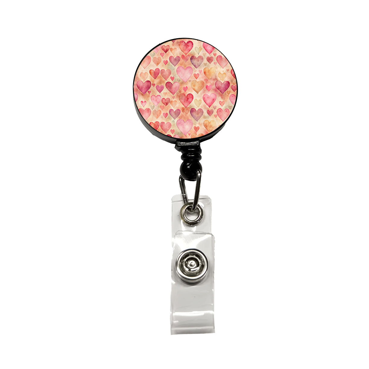 Antique Valentine's Day Hearts Pattern Retractable ID Key Card Name Tag Badge Holder with Clip