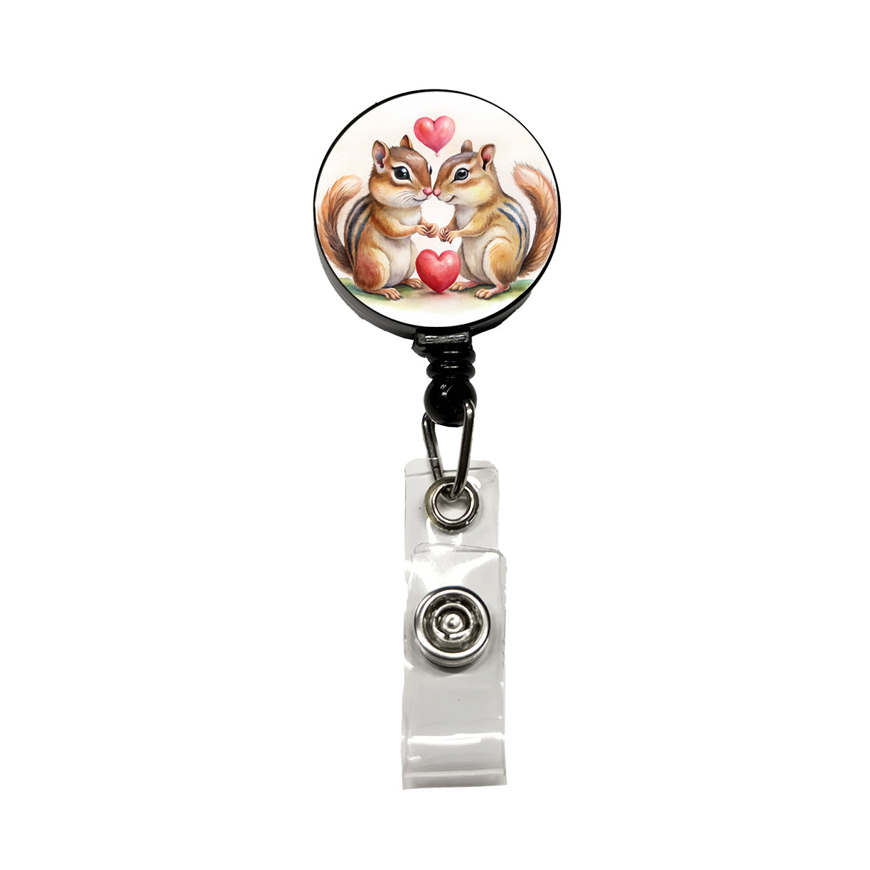 Chipmunks In Love Valentine's Day Retractable ID Key Card Name Tag Badge Holder with Clip