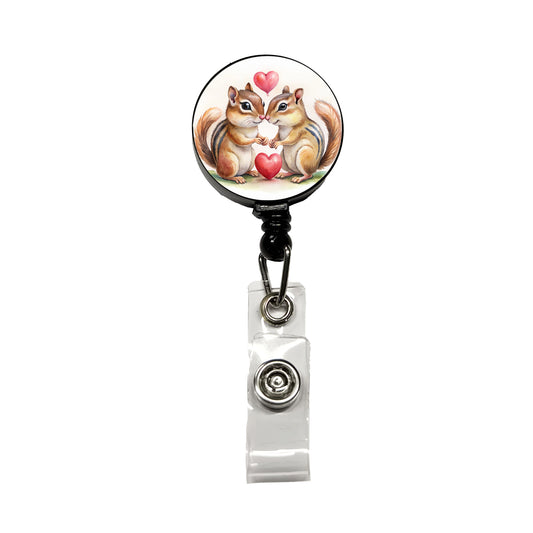Chipmunks In Love Valentine's Day Retractable ID Key Card Name Tag Badge Holder with Clip