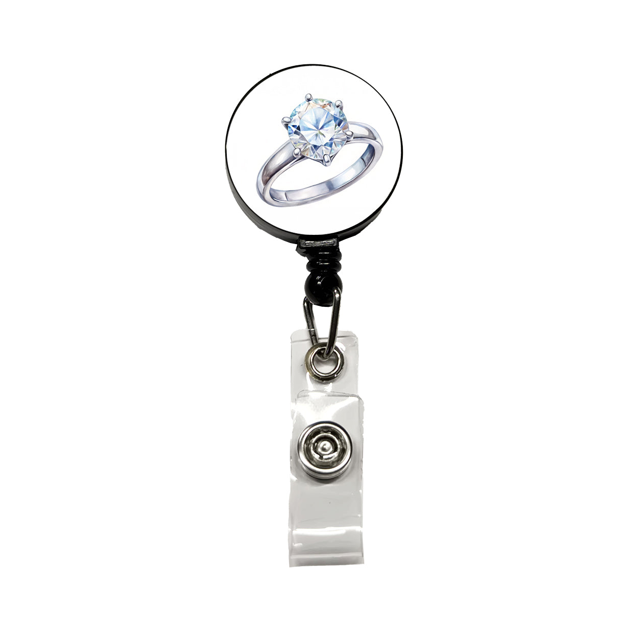 Diamond Ring Engagement Engaged Wedding Proposal Retractable ID Key Card Name Tag Badge Holder with Clip