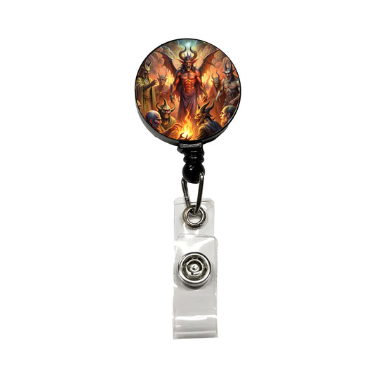 Fantasy Demon Congregation By Firelight Retractable ID Key Card Name Tag Badge Holder with Clip