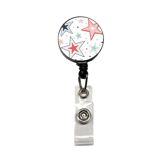 Fun Scattered Stars Retractable ID Key Card Name Tag Badge Holder with Clip