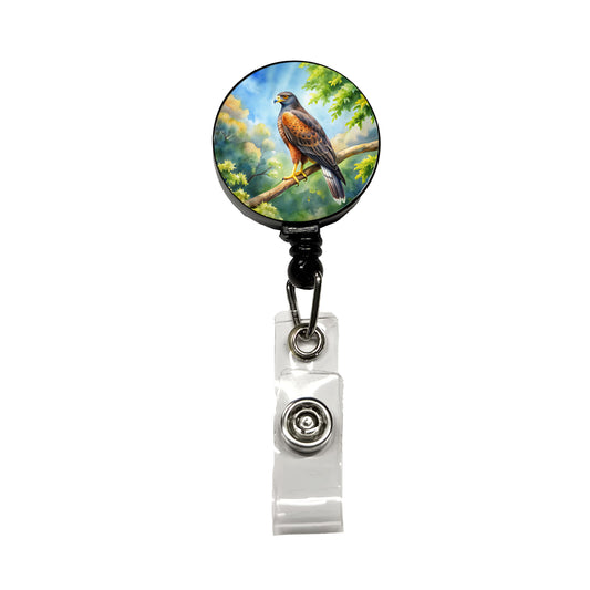 Harris's Hawk Raptor Bird Of Prey In Tree Watercolor Retractable ID Key Card Name Tag Badge Holder with Clip
