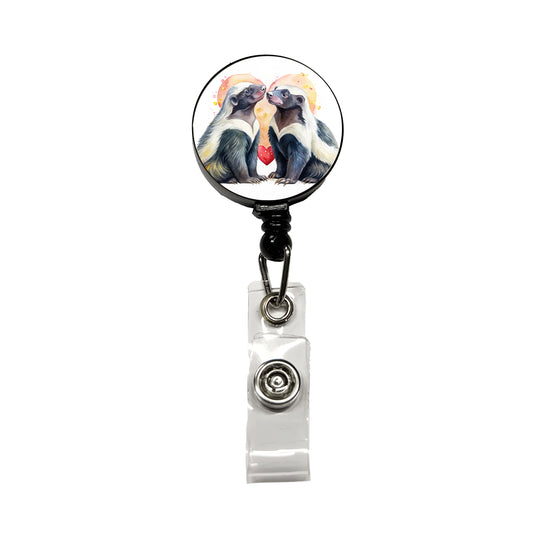 Honey Badgers In Love Heart Valentine's Day Retractable ID Key Card Name Tag Badge Holder with Clip