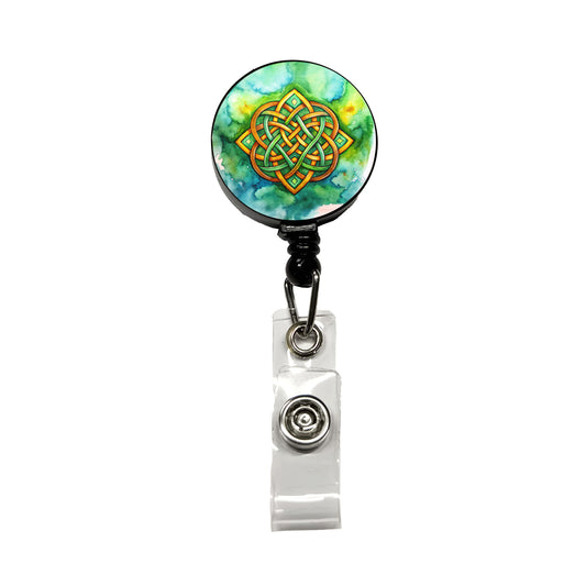Irish Celtic Knot Watercolor Retractable ID Key Card Name Tag Badge Holder with Clip