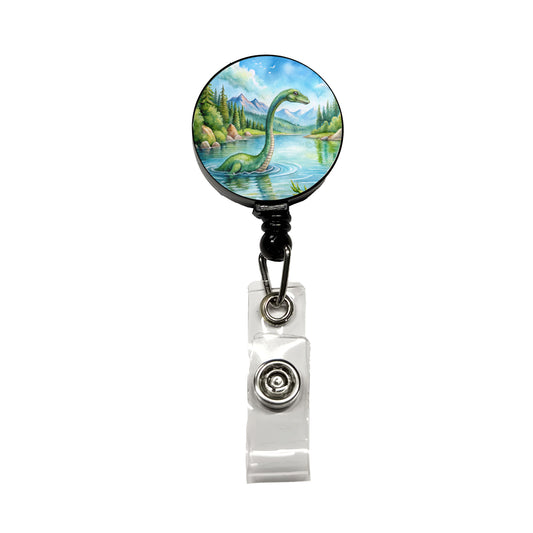 Loch Ness Monster Nessie In Scotland Highlands Lake Retractable ID Key Card Name Tag Badge Holder with Clip