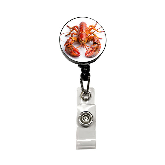 New England Lobster On White Background Retractable ID Key Card Name Tag Badge Holder with Clip