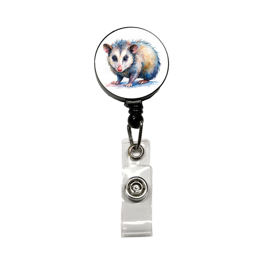 Opossum Watercolor Retractable ID Key Card Name Tag Badge Holder with Clip