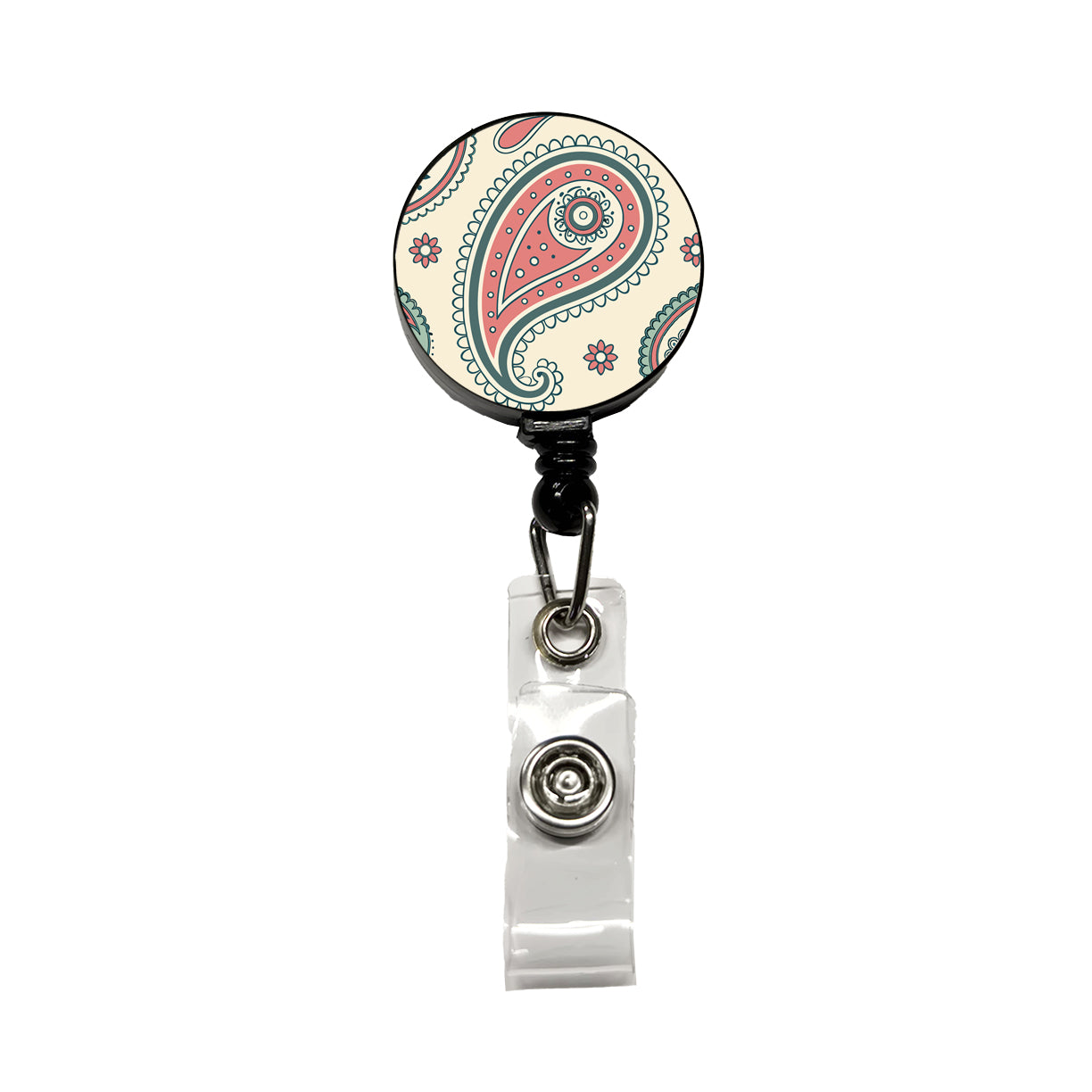 Paisley Pattern Retractable ID Key Card Name Tag Badge Holder with Clip