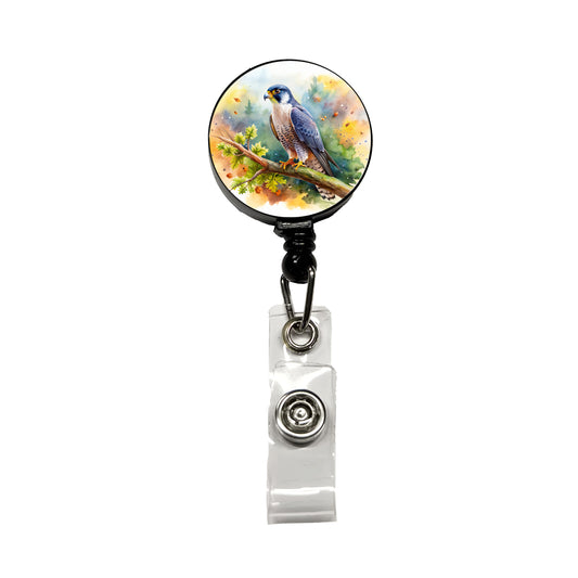 Peregrine Falcon Raptor Bird Of Prey In Tree Watercolor Retractable ID Key Card Name Tag Badge Holder with Clip
