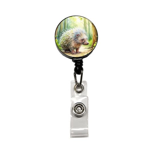 Porcupine In The Forest Watercolor Retractable ID Key Card Name Tag Badge Holder with Clip