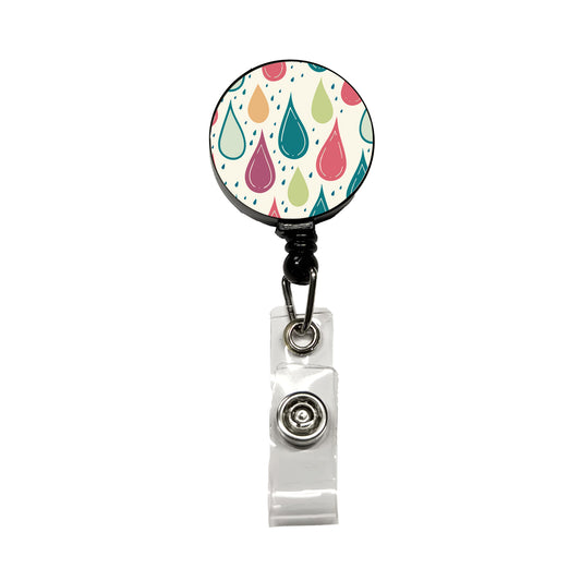 Rain Water Droplets Cute Retractable ID Key Card Name Tag Badge Holder with Clip