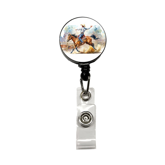 Rodeo Cowboy Horse Country Retractable ID Key Card Name Tag Badge Holder with Clip