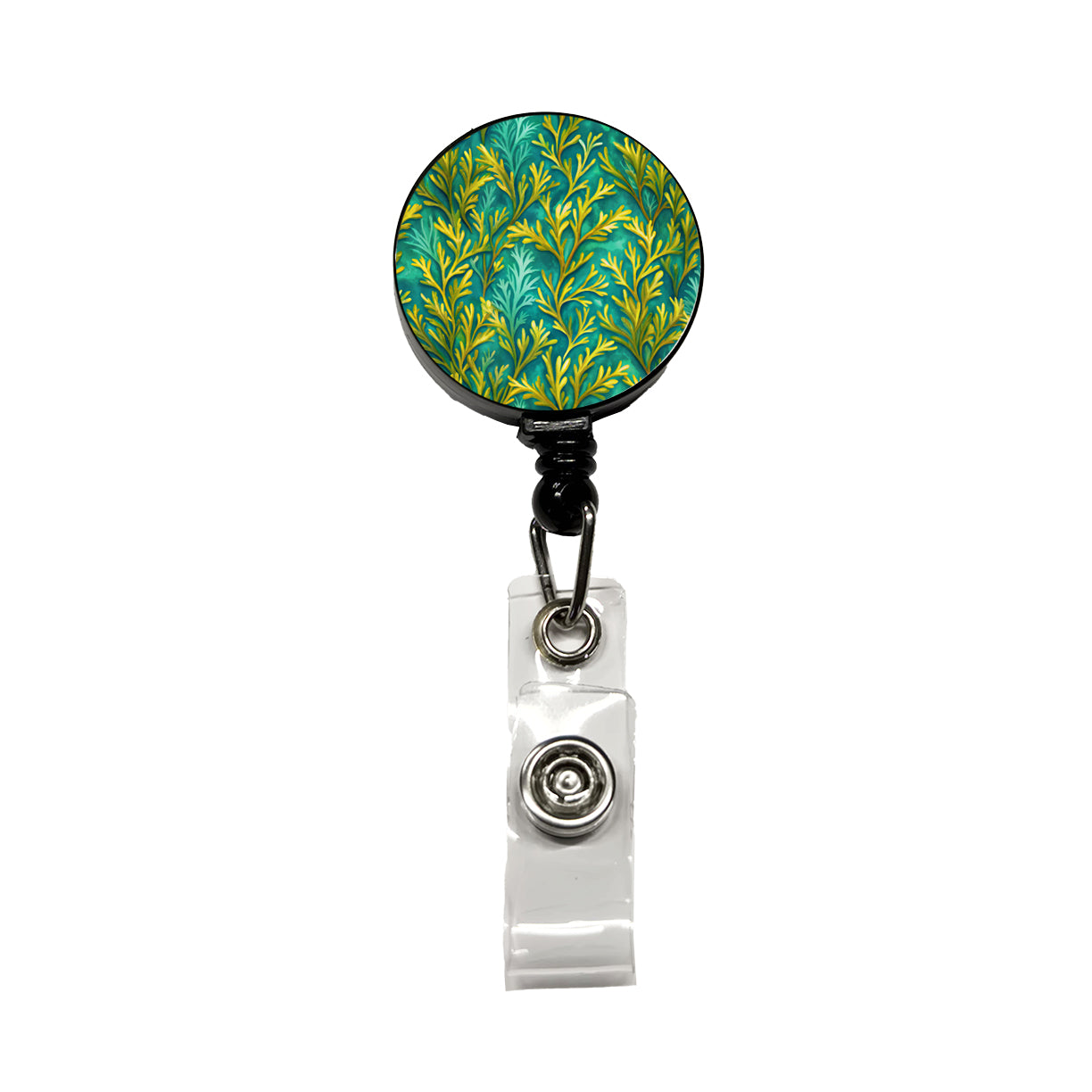 Seaweed Pattern Retractable ID Key Card Name Tag Badge Holder with Clip