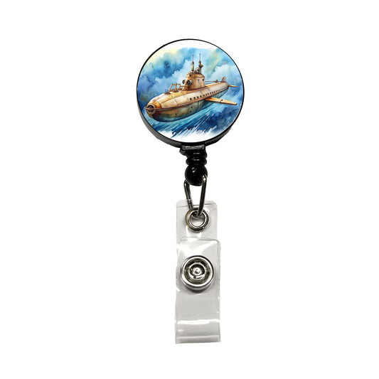Steampunk Sci-fi Fantasy Flying Submarine Retractable ID Key Card Name Tag Badge Holder with Clip