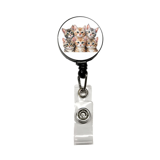 Sweet American Bobtail Cats Retractable ID Key Card Name Tag Badge Holder with Clip