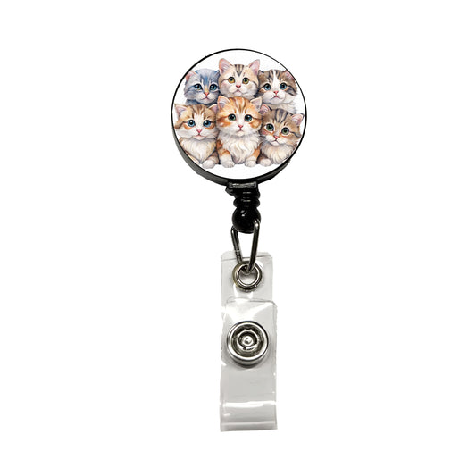 Sweet American Curl Cats Retractable ID Key Card Name Tag Badge Holder with Clip