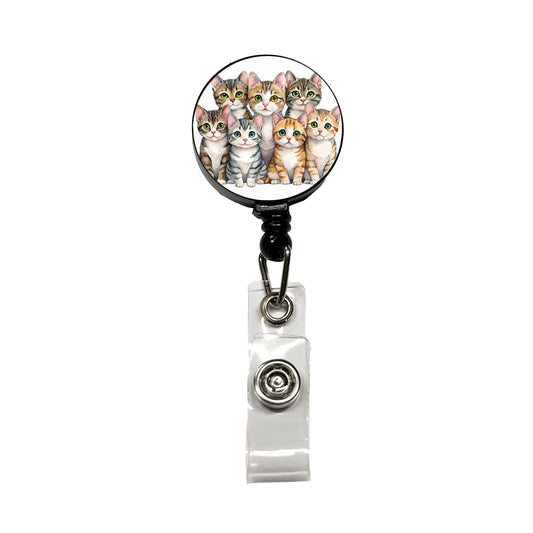 Sweet American Wirehair Cats Retractable ID Key Card Name Tag Badge Holder with Clip
