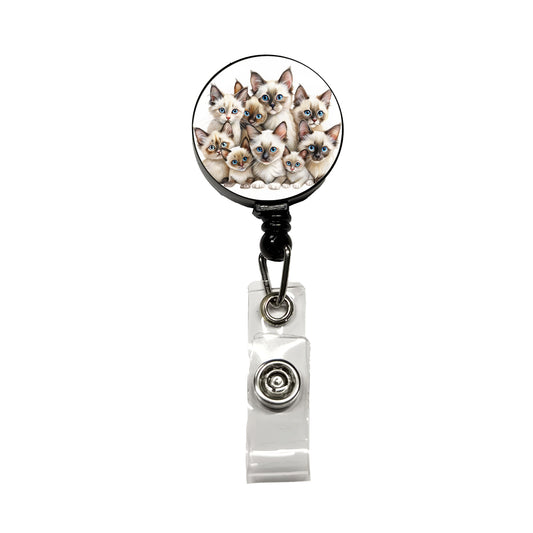 Sweet Balinese Cats Retractable ID Key Card Name Tag Badge Holder with Clip