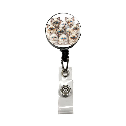 Sweet Birman Cats Retractable ID Key Card Name Tag Badge Holder with Clip