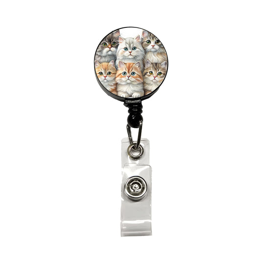 Sweet British Longhair Cats Retractable ID Key Card Name Tag Badge Holder with Clip