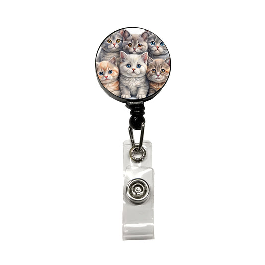 Sweet British Shorthair Cats Retractable ID Key Card Name Tag Badge Holder with Clip