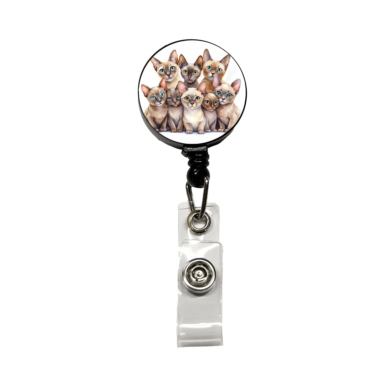 Sweet Burmese Cats Retractable ID Key Card Name Tag Badge Holder with Clip