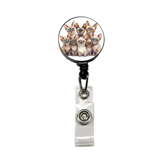 Sweet Burmese Cats Retractable ID Key Card Name Tag Badge Holder with Clip