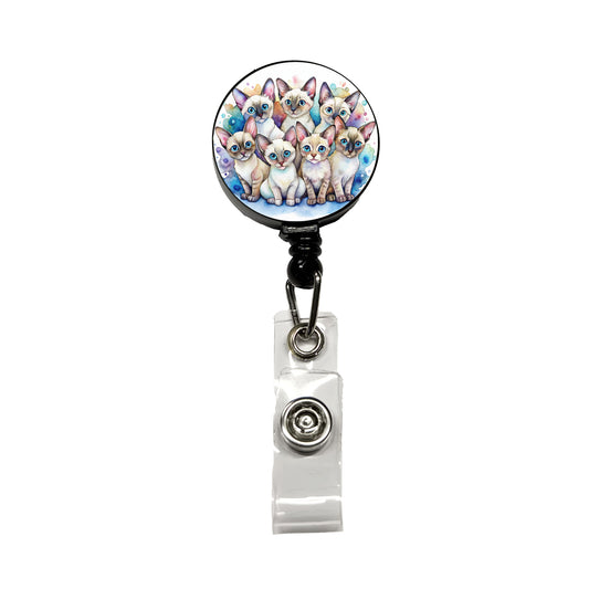 Sweet Colorpoint Shorthair Cats Retractable ID Key Card Name Tag Badge Holder with Clip