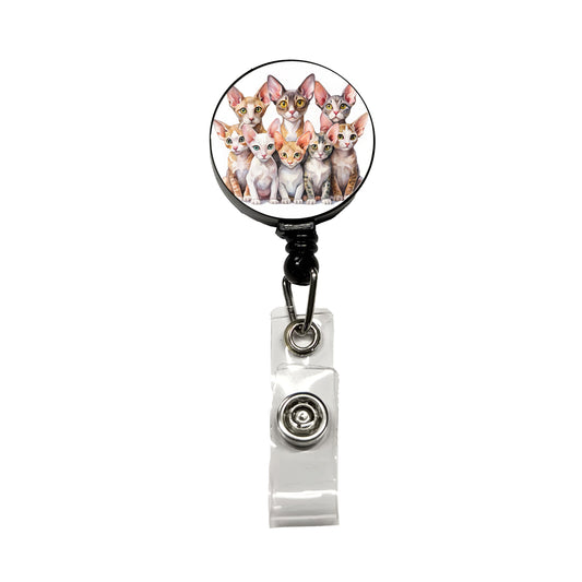 Sweet Cornish Rex Cats Retractable ID Key Card Name Tag Badge Holder with Clip