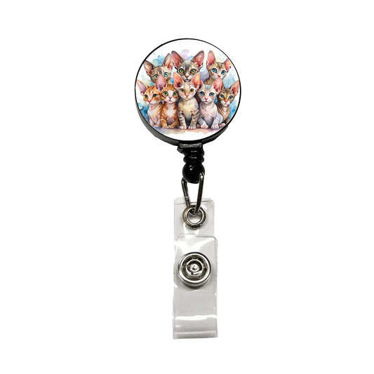 Sweet Devon Rex Cats Retractable ID Key Card Name Tag Badge Holder with Clip