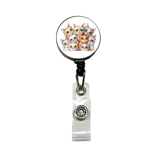 Sweet Khao Manee Cats Retractable ID Key Card Name Tag Badge Holder with Clip
