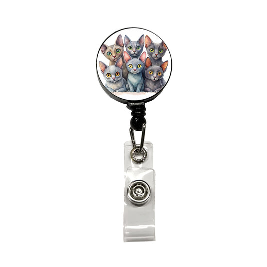 Sweet Korat Cats Retractable ID Key Card Name Tag Badge Holder with Clip