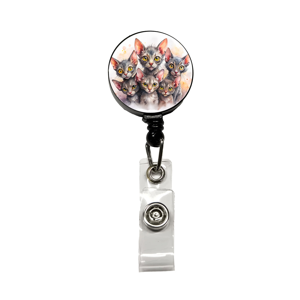 Sweet Lykoi Cats Retractable ID Key Card Name Tag Badge Holder with Clip