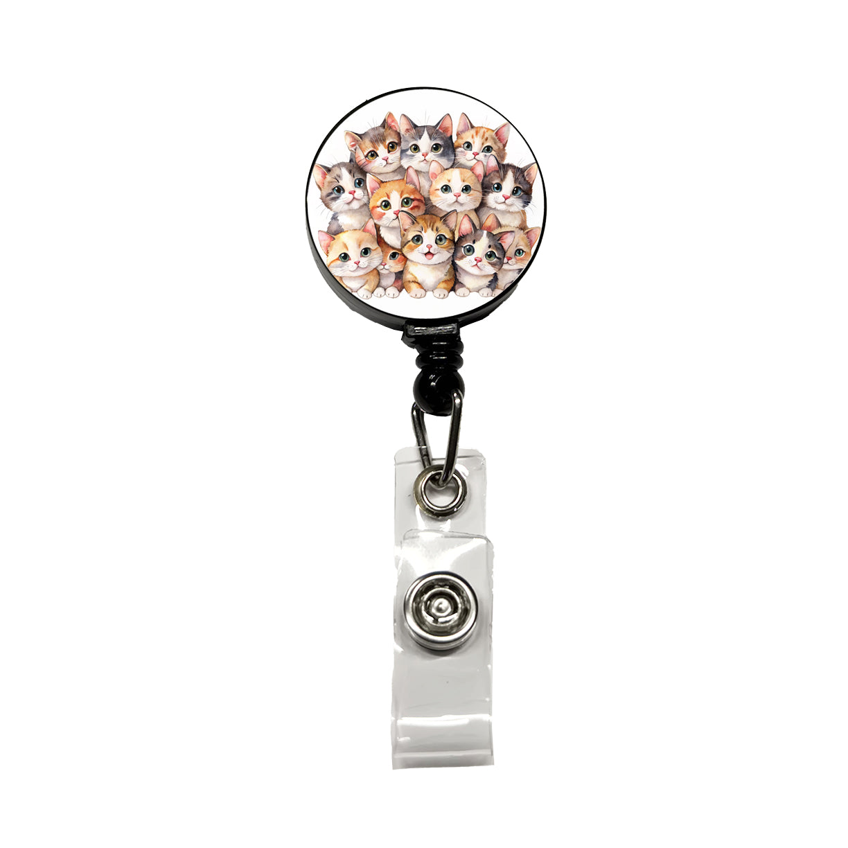 Sweet Munchkin Cats Retractable ID Key Card Name Tag Badge Holder with Clip