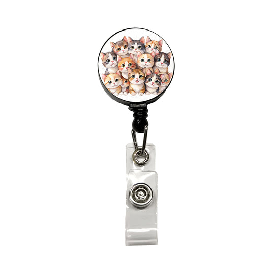Sweet Munchkin Cats Retractable ID Key Card Name Tag Badge Holder with Clip
