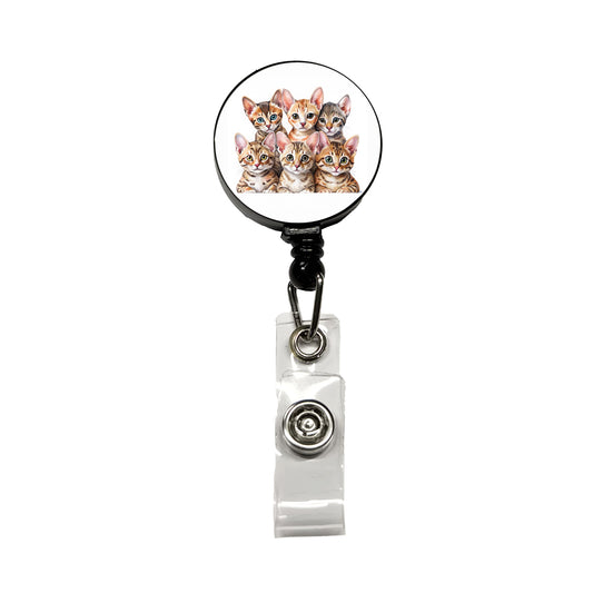 Sweet Ocicat Cats Retractable ID Key Card Name Tag Badge Holder with Clip