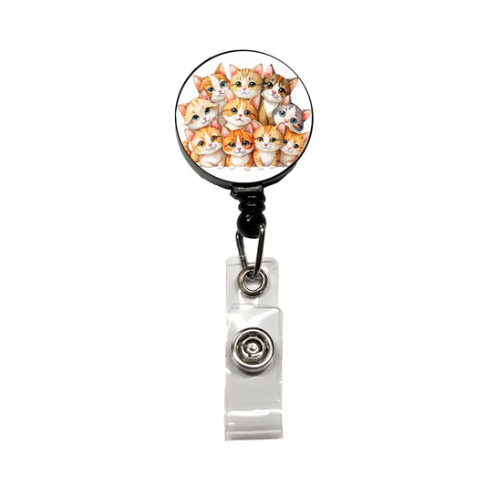 Sweet Orange And White Cats Retractable ID Key Card Name Tag Badge Holder with Clip