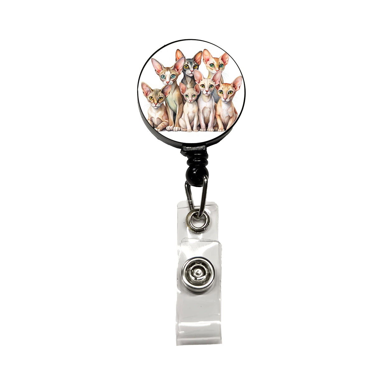 Sweet Oriental Shorthair Cats Retractable ID Key Card Name Tag Badge Holder with Clip