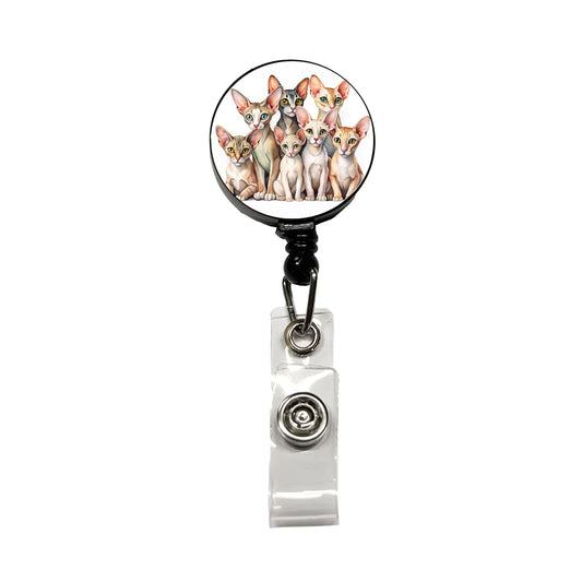 Sweet Oriental Shorthair Cats Retractable ID Key Card Name Tag Badge Holder with Clip