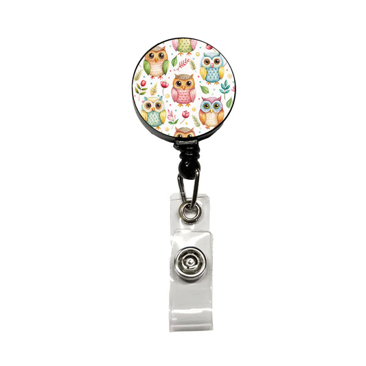 Sweet Owls Retractable ID Key Card Name Tag Badge Holder with Clip