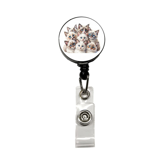 Sweet Ragdoll Cats Retractable ID Key Card Name Tag Badge Holder with Clip