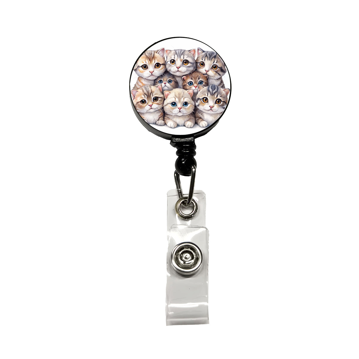 Sweet Scottish Fold Cats Retractable ID Key Card Name Tag Badge Holder with Clip