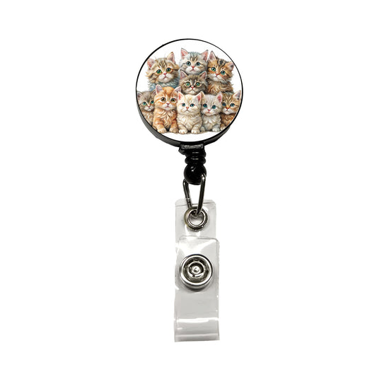 Sweet Selkirk Rex Cats Retractable ID Key Card Name Tag Badge Holder with Clip