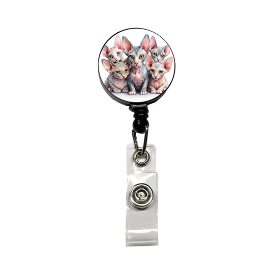 Sweet Sphynx Cats Retractable ID Key Card Name Tag Badge Holder with Clip
