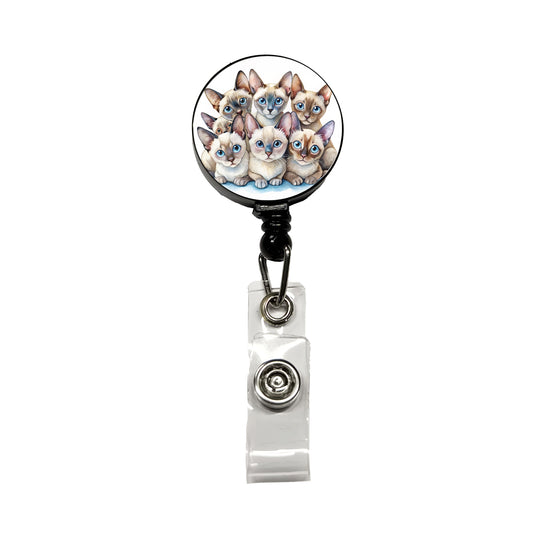 Sweet Tonkinese Cats Retractable ID Key Card Name Tag Badge Holder with Clip
